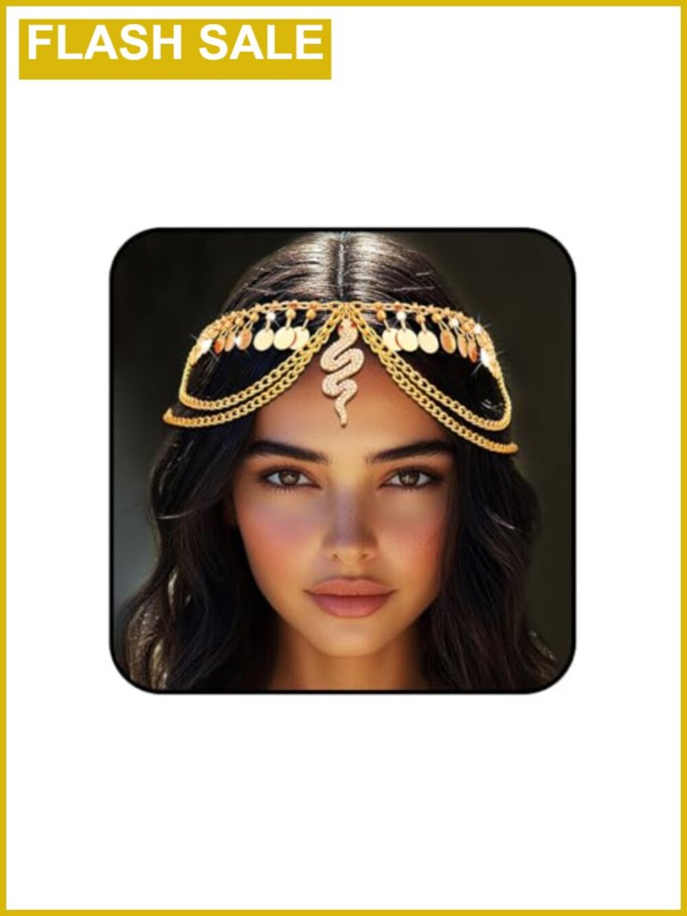 Gold Sequin Egyptian Snake Chain Headpiece for Women